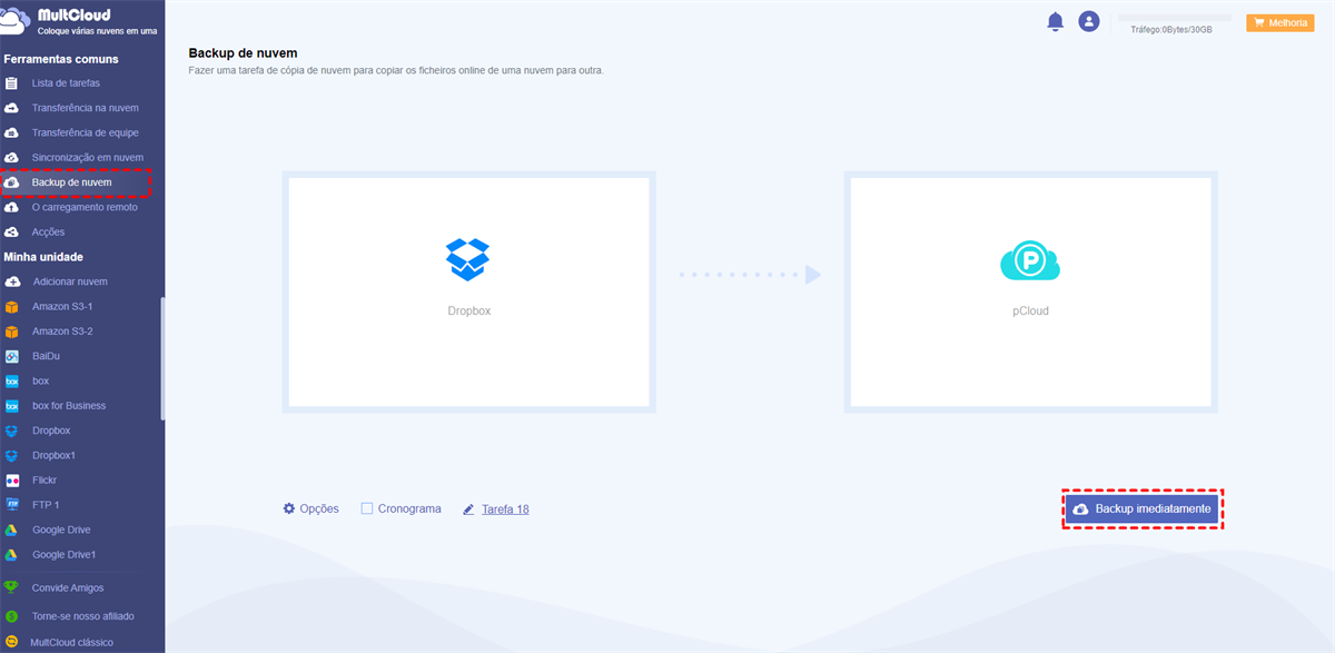 Backup Dropbox para pCloud