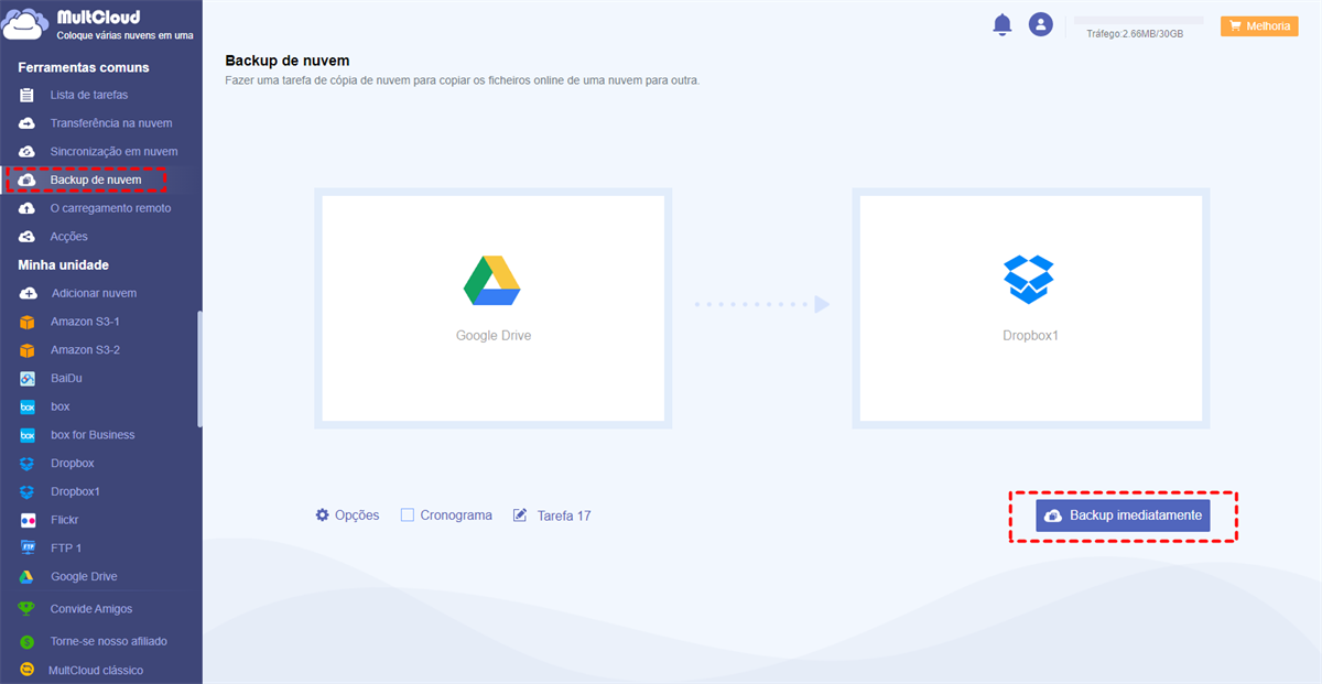 Backup do Google Drive para Dropbox