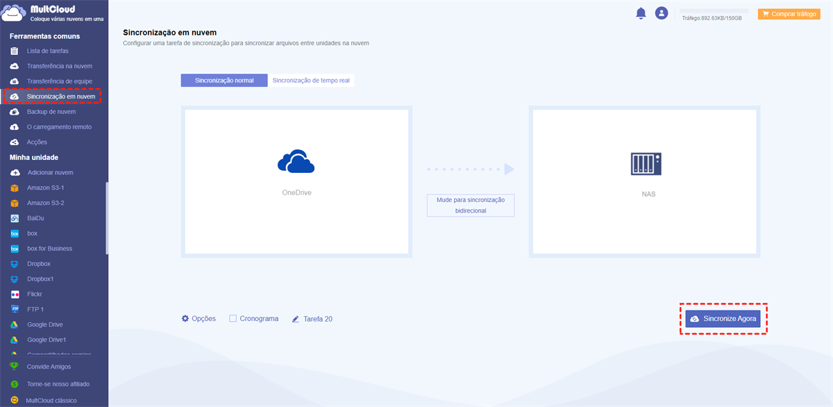 Sincronizar OneDrive com NAS