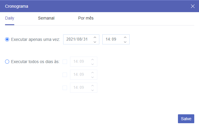 Configurar Hora de Transferência