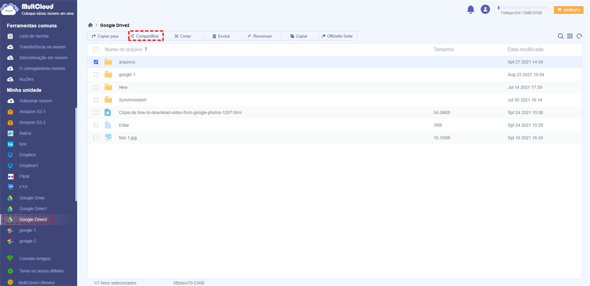 Compartilhar Pasta do Google Drive via MultCloud