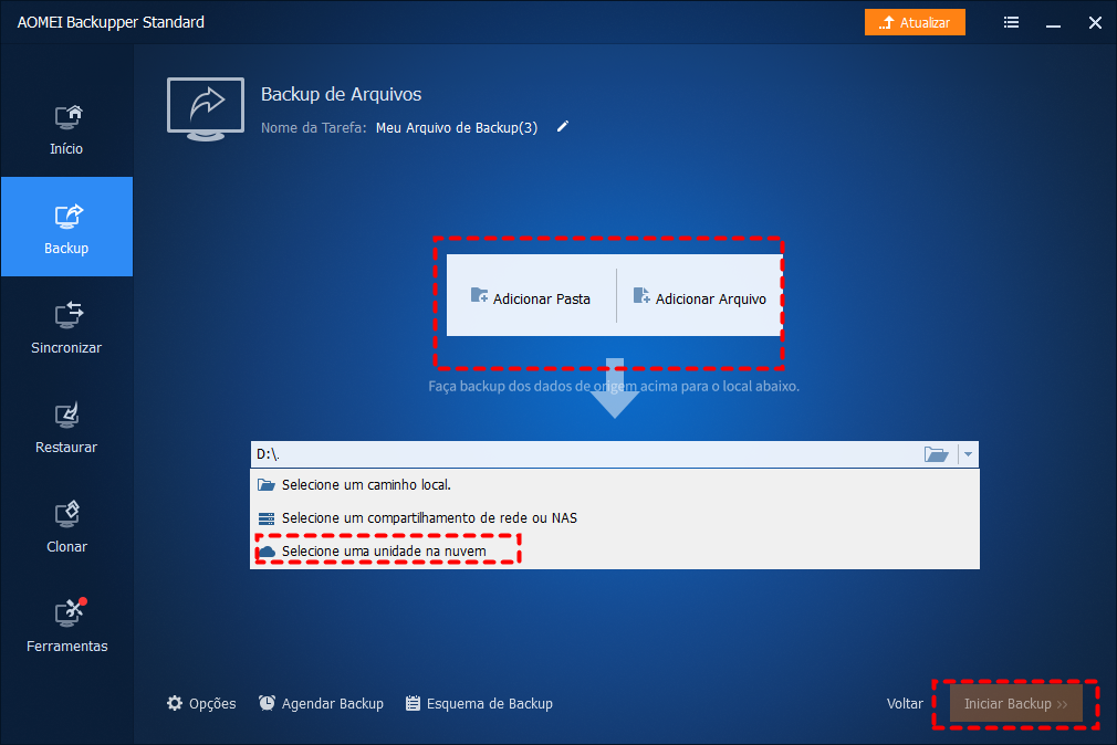 Backup do PC para OneDrive
