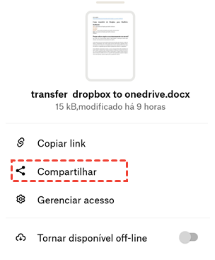 Compartilhar Arquivos no Dropbox App