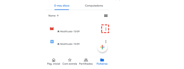 Escolher Fotos no Google Drive APP