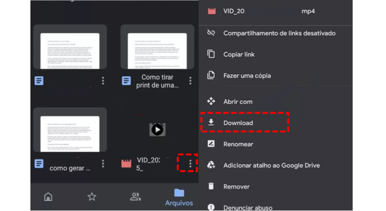 Baixar Vídeo do Google Drive no Android