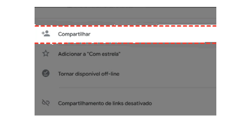 Função de Compartilhamento no Google Drive App