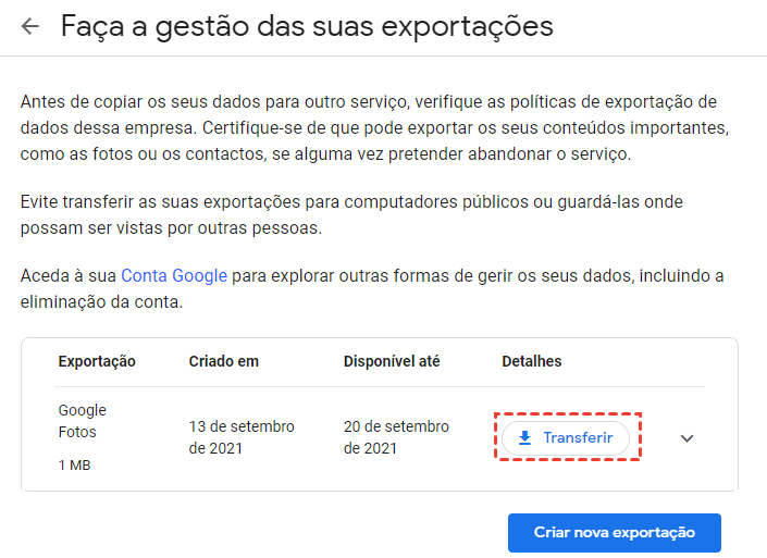 Download do Google Fotos