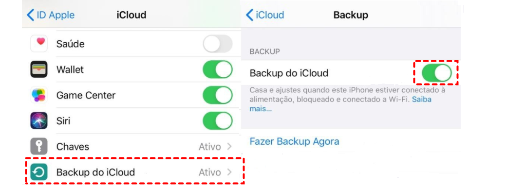 Ativar Backup do iCloud