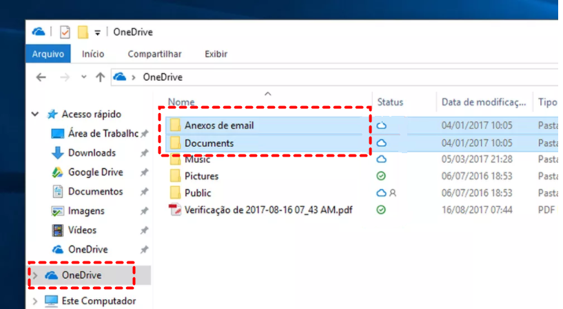 Escolher Arquivos em OneDrive