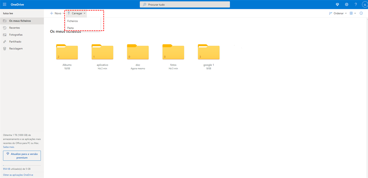 Fazer Upload de Arquivos do PC para OneDrive
