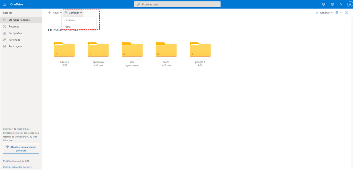 Fazer Upload para OneDrive