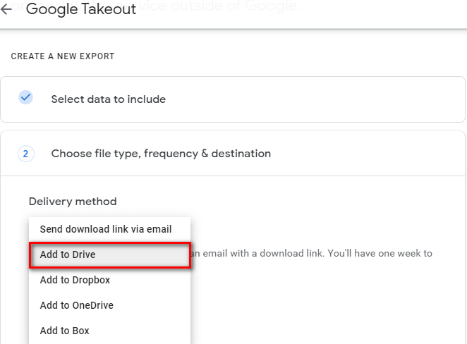 Add to Drive with Google Takeout