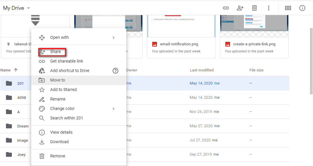 Share Folder from Google Drive