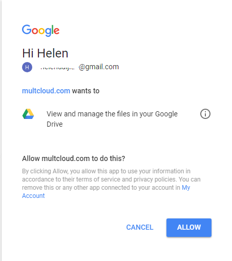 Allow Access to Google Drive