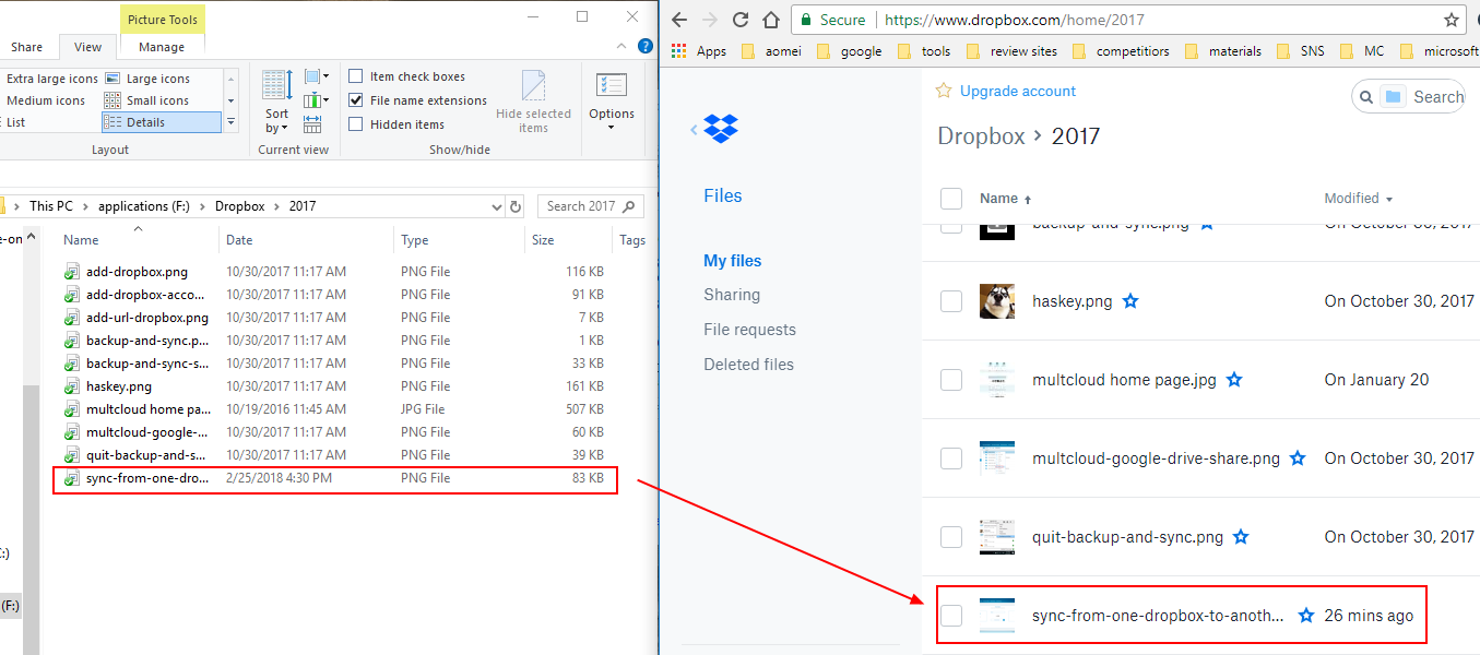 Dropbox Sync from Local to Cloud